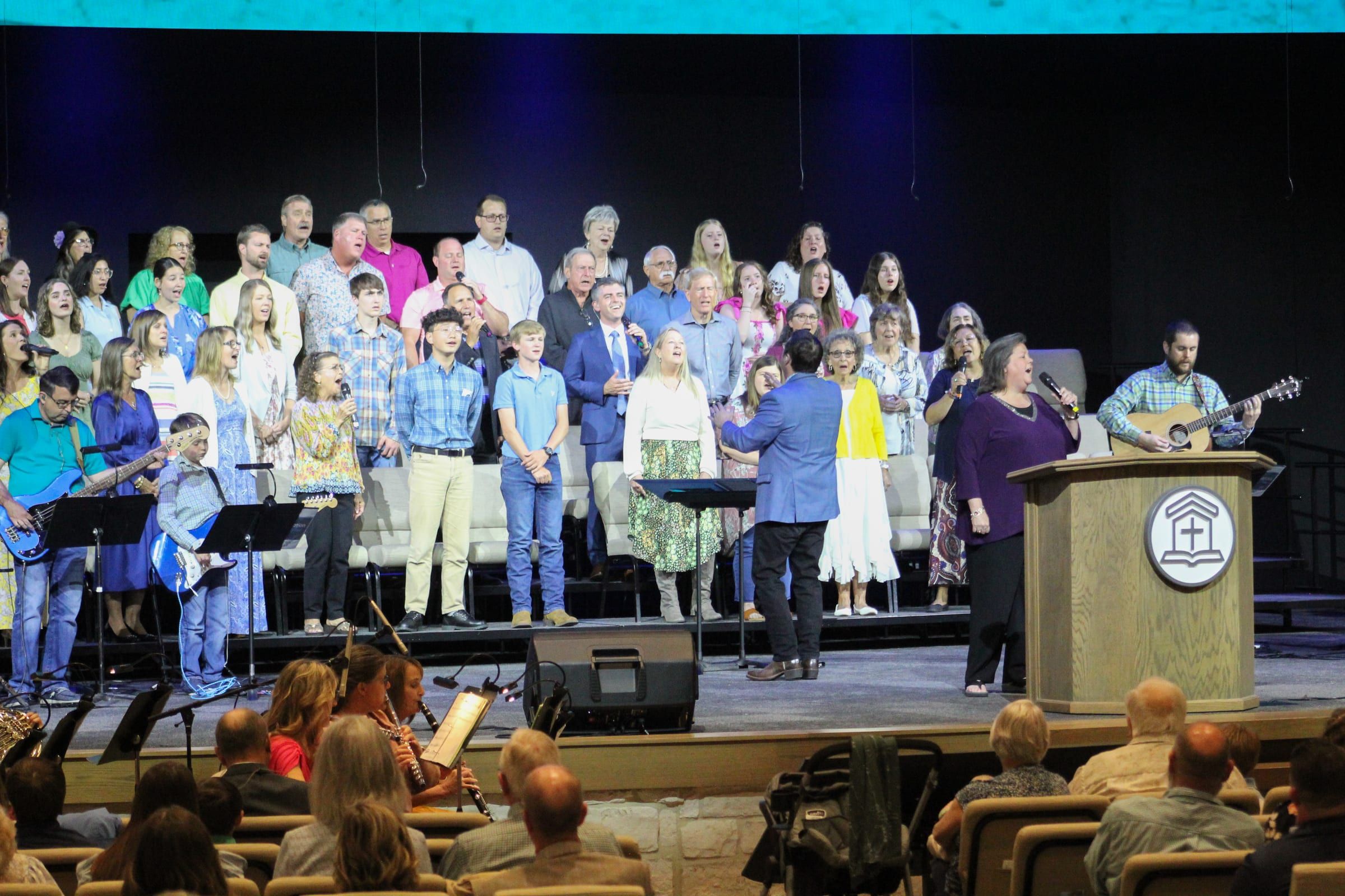 The choir and congregation singing